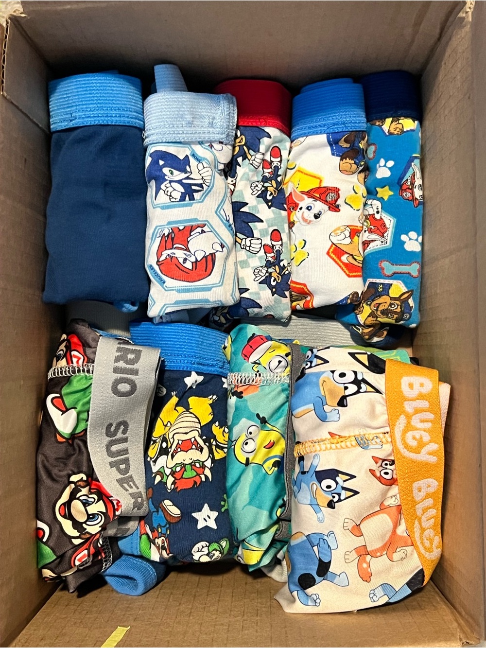 Boys 4-4T Character Boxer Brief, Brief Bundle Sonic, Mario, Minions, and more